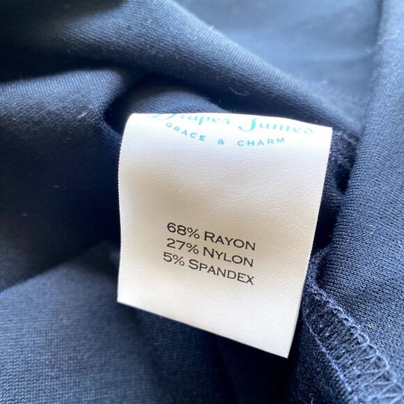 Draper James Tulip Dress Long Sleeve Ponte Knit Nassau Navy Blue Size Large - Picture 7 of 7